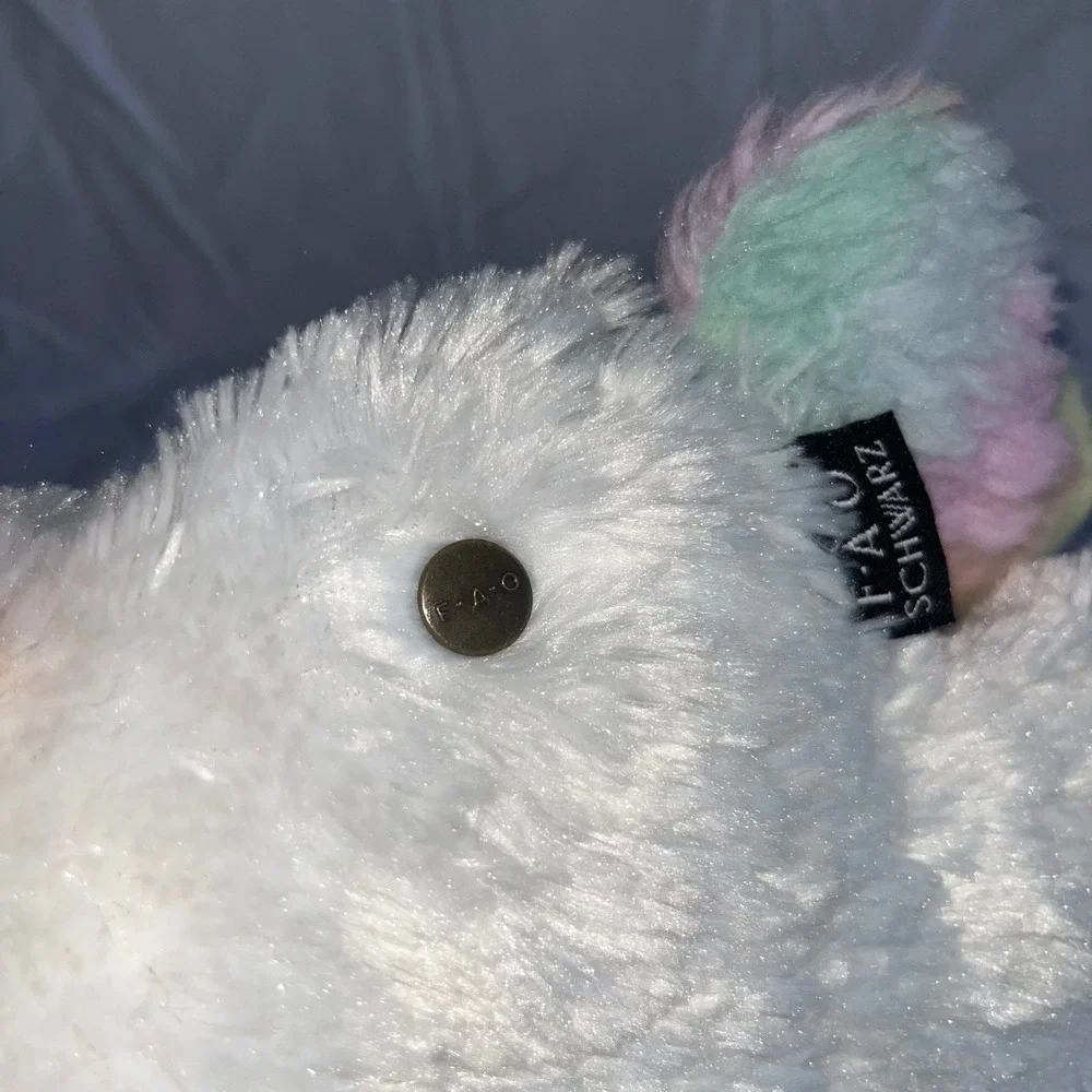 FAO Schwarz LED Light Up Unicorn Plush White Rainbow Mane Silver Horn Heart 12in